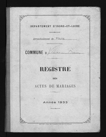 Mariages, 1933