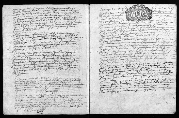 Collection du greffe. Baptêmes, mariages, sépultures, 1705