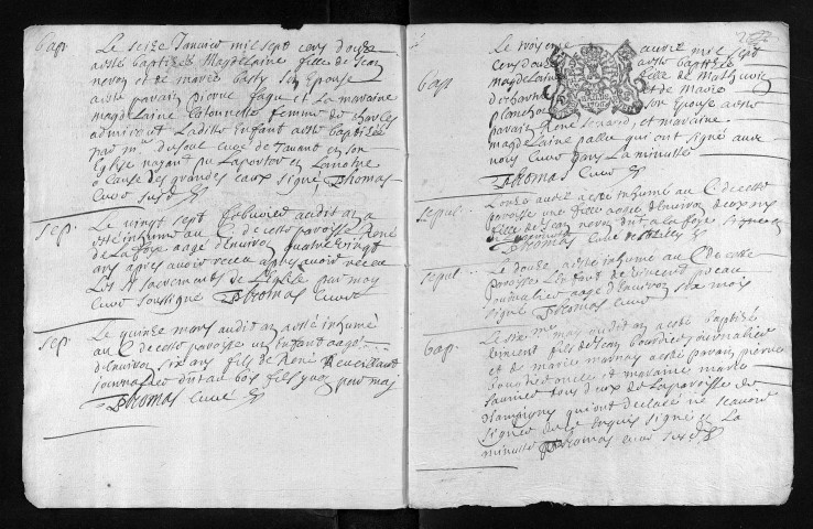 Baptêmes, mariages, sépultures, 1712