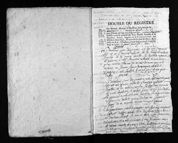 Collection du greffe. Baptêmes, mariages, sépultures, 1757