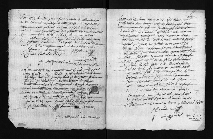 Collection du greffe. Baptêmes, mariages, sépultures, 1759