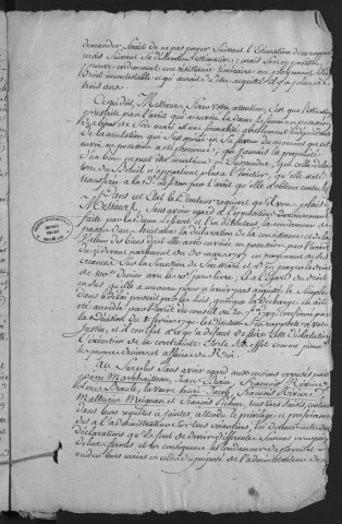 Saisie de la terre du Breuil Saint-Paterne-Racan, procès entre Charlotte François de Sourdeval, veuve d'Antoine François Leferron, et Buchère, héritier d'Antoine François de Leferron.