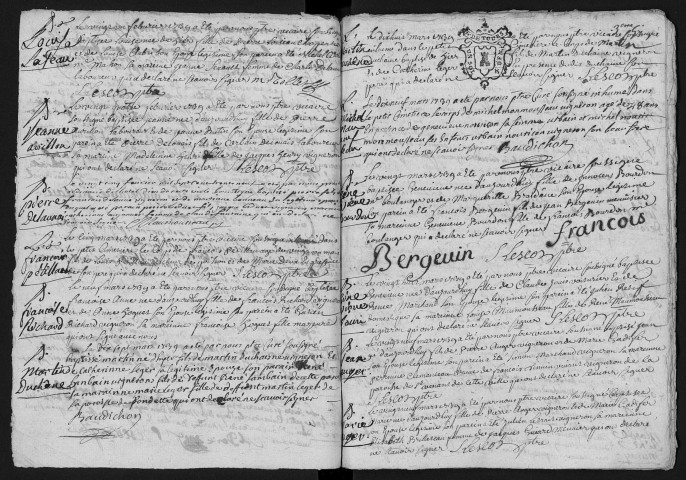 Collection communale. Baptêmes, mariages, sépultures, 1739