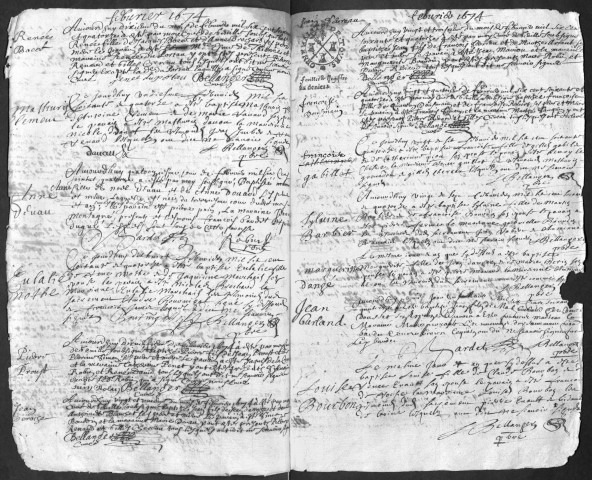Baptêmes, mariages, sépultures, 1674-1680