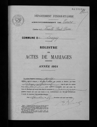 Mariages, 1931-1937
