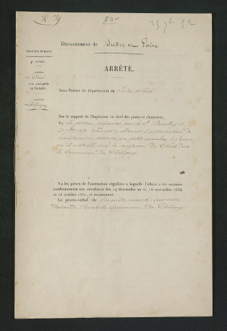 Arrêté préfectoral valant règlement d'eau (25 septembre 1852)