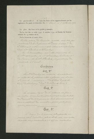 Arrêté préfectoral valant règlement d'eau (25 septembre 1852)