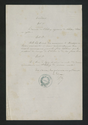 Travaux réglementaires. Mise en demeure d'exécution (6 août 1853)