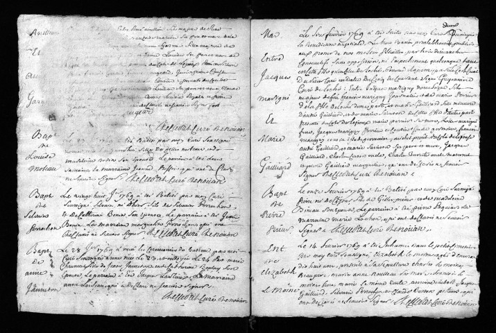 Collection du greffe. Baptêmes, mariages, sépultures, 1769