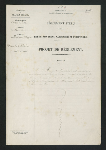 Moulin du Chêne à Huismes (1852-1860) - dossier complet
