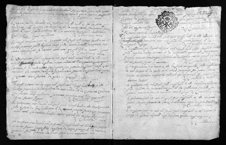 Baptêmes, mariages, sépultures, 1728 - Les années 1694-1727 sont lacunaires dans la collection du greffe