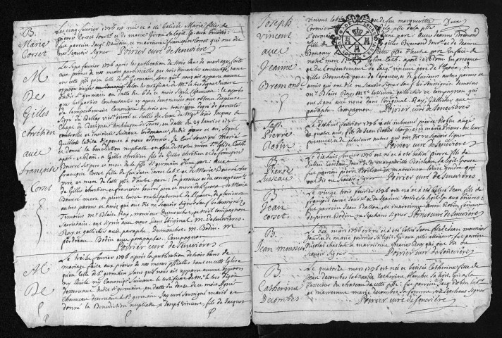 Baptêmes, mariages, sépultures, 1736