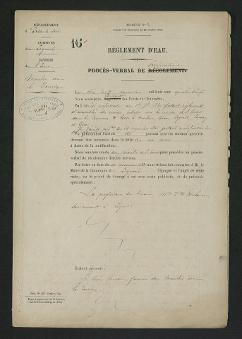 Règlement hydraulique du 1er septembre 1860 et arrêté du 14 novembre 1861, Vérification des travaux effectués (18 novembre 1880)