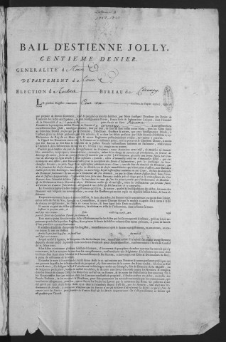 Centième denier (10 mars 1738-4 mars 1740) et insinuations suivant le tarif (10 mars 1738-18 janvier 1740)