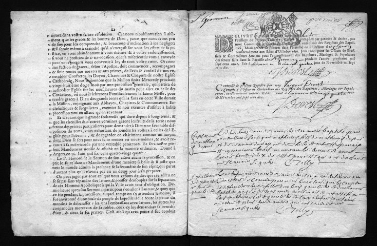 Collection communale. Baptêmes, mariages, sépultures, 1711 - Les années 1712-1713 sont lacunaires dans cette collection