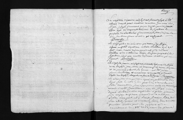 Collection du greffe. Baptêmes, mariages, sépultures, 1767