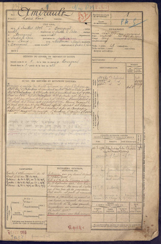 Classe 1916. Matricules n°1-168, 643-1000