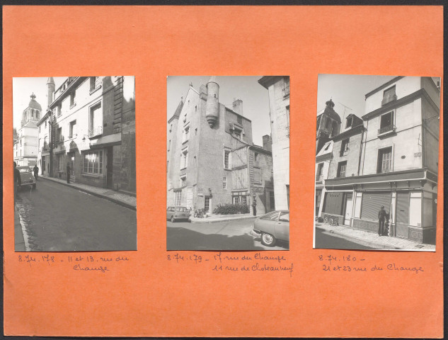 11 et 13 rue du Change ; angle 17 rue du Change et 11 rue de Châteauneuf ; 21 et 23 rue du Change.