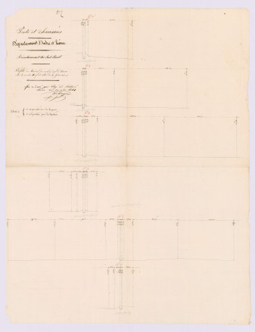 Profil en travers du cours d'eau d'Esves entre le moulin Neuf et celui de la Grouaie (10 septembre 1841)