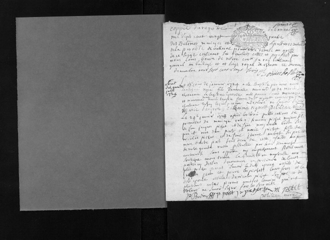 Baptêmes, mariages, sépultures, 1724