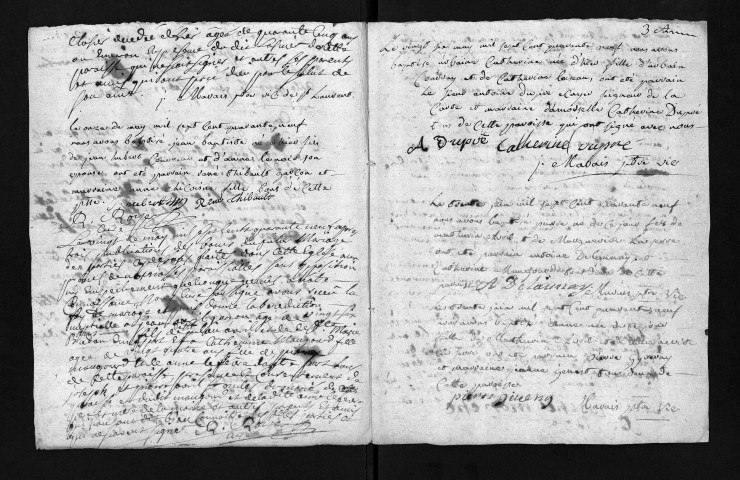 Collection du greffe. Baptêmes, mariages, sépultures, 1749-1750