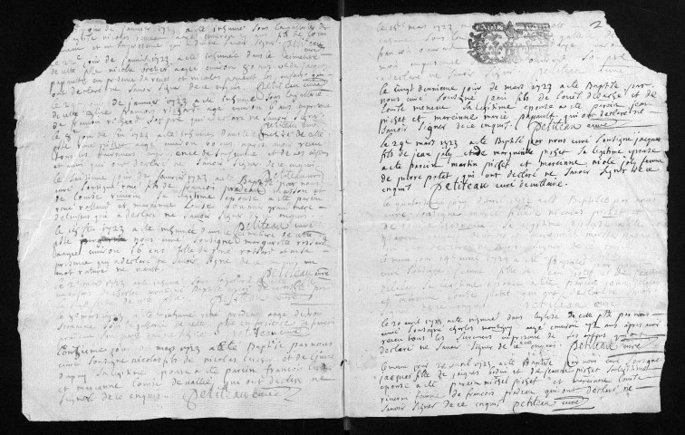 Baptêmes, mariages, sépultures, 1723