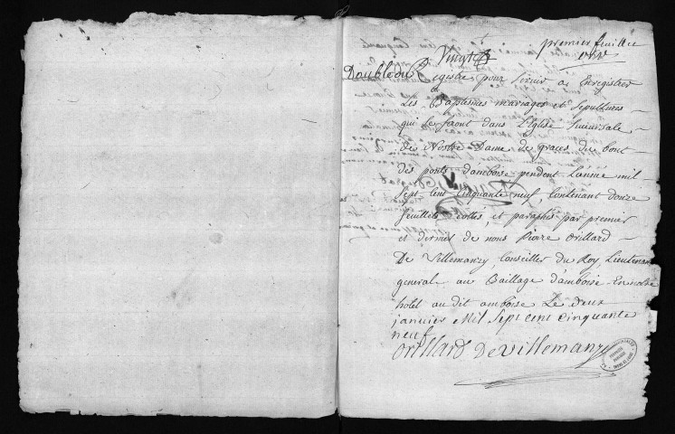Collection du greffe. Baptêmes, mariages, sépultures, 4 janvier-30 décembre 1759