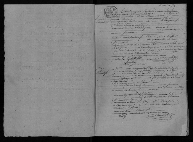 Naissances, mariages, décès, an XI-1816, Saint-Avertin a porté le nom de Vançay de 1793 à 1805