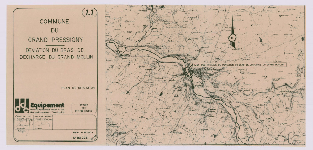 Déviation du bras de décharge du Grand Moulin. Plan de situation (12 décembre 1983)