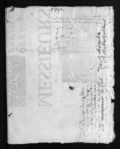 Collection du greffe. Baptêmes, mariages, sépultures, 1750