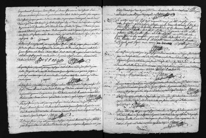 Collection du greffe. Baptêmes, mariages, sépultures, 1759