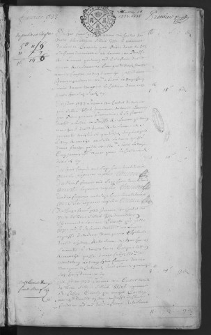 Centième denier (8 février 1733-9 mai 1735) et insinuations suivant le tarif (26 février 1733-9 mai 1735)