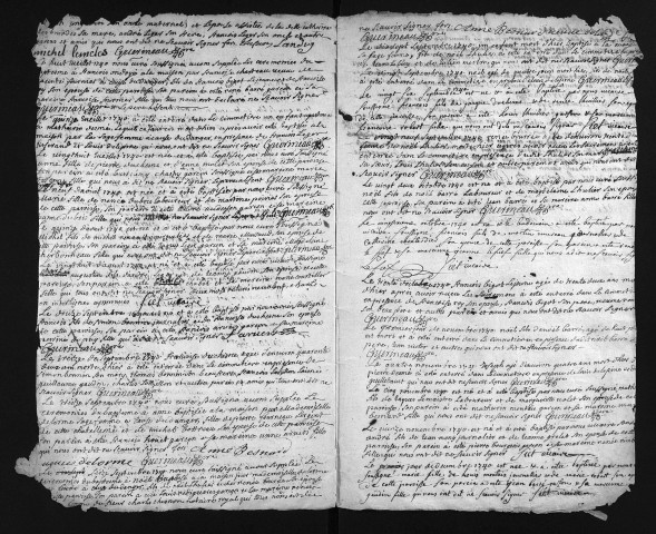 Baptêmes, mariages, sépultures, 1740