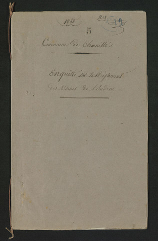 Documents relatifs au règlement d'eau des moulins de Chemillé et des Roches (1849-1851)