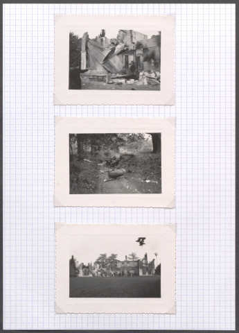 Parçay-Meslay (Indre-et-Loire). Château de Chatenay. Un bombardier allemand est tombé sur un bâtiment où logeaient des officiers de la Luftwaffe.