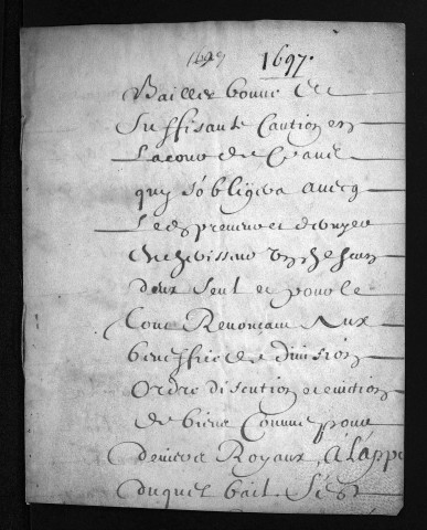 Baptêmes, mariages, sépultures, 1697