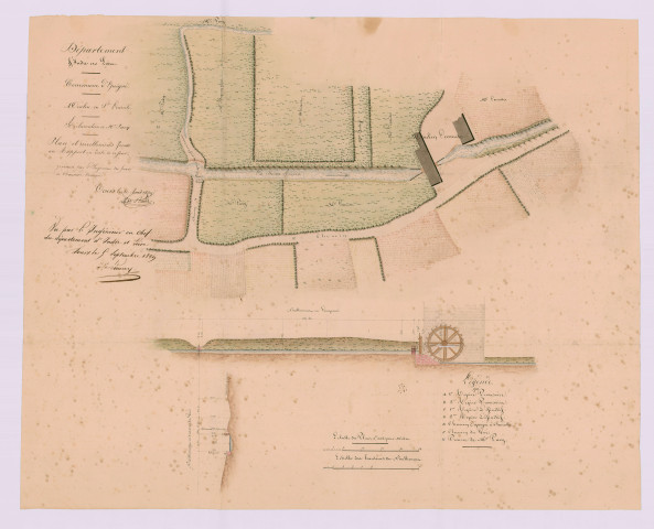 Plan et nivellements (20 août 1829)