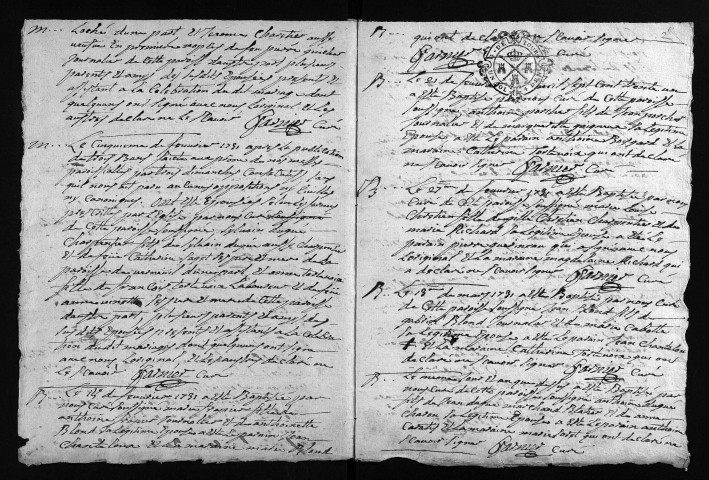 Baptêmes, mariages, sépultures, 1731