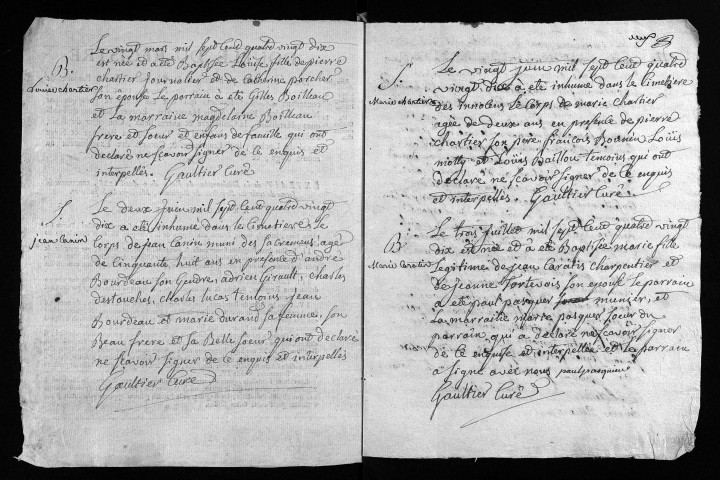 Baptêmes, mariages, sépultures, 1790