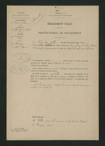 Procès-verbal de récolement (26 juillet 1892)