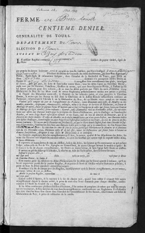 Centième denier et insinuations suivant le tarif (20 avril 1749-5 mai 1750)