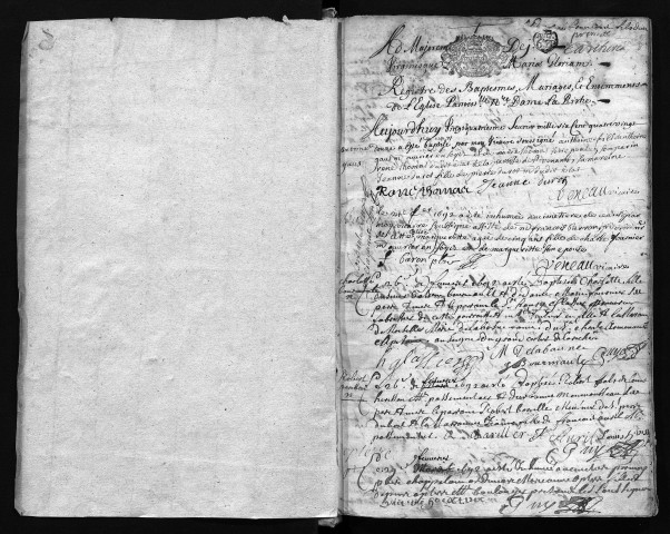 Collection communale. Baptêmes, mariages, sépultures, 24 février 1692-4 janvier 1696