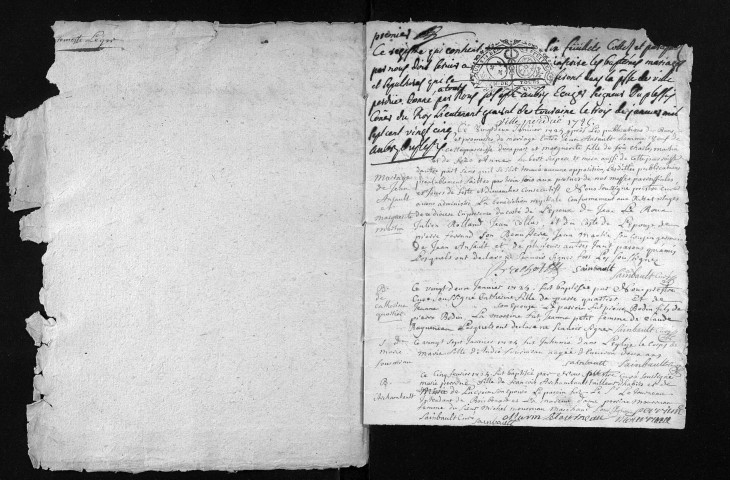 Collection du greffe. Baptêmes, mariages, sépultures, 1725 - Les années 1697-1724 sont lacunaires dans cette collection