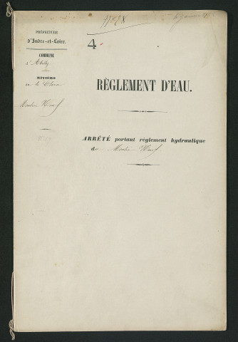 Arrêté portant règlement hydraulique du Moulin neuf. (4 janvier 1862)