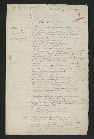 Arrêté préfectoral valant règlement d'eau (29 avril 1839)