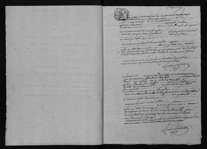 Naissances, mariages, décès, an XI-1816