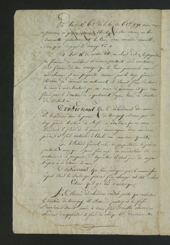 Arrêté préfectoral valant règlement d'eau (14 octobre 1817)