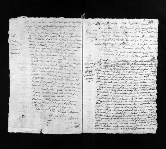 Collection du greffe. Baptêmes, mariages, sépultures, 1782