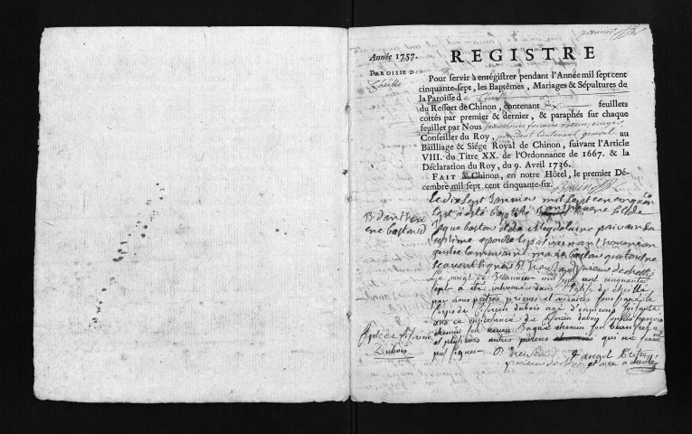 Baptêmes, mariages, sépultures, 1757-1758