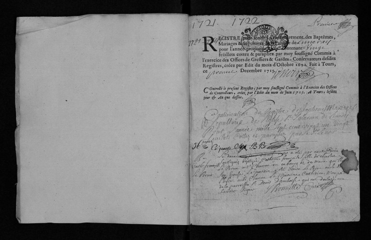 Collection communale. Baptêmes, mariages, sépultures, 1721-1736